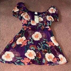 Band Of The Free Floral Puff Sleeve Sundress with Sweetheart Neckline
